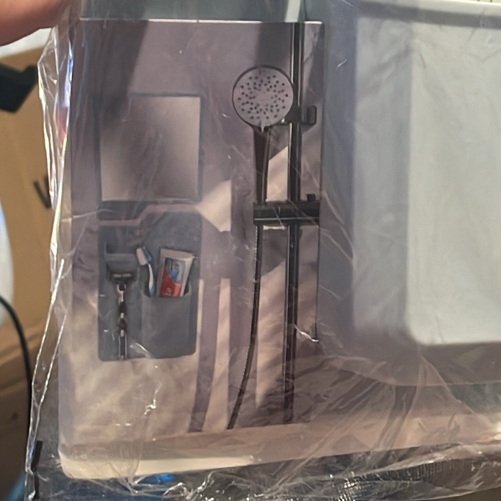 NWOT stick on mirror shower and caddy set - Picture 2 of 2